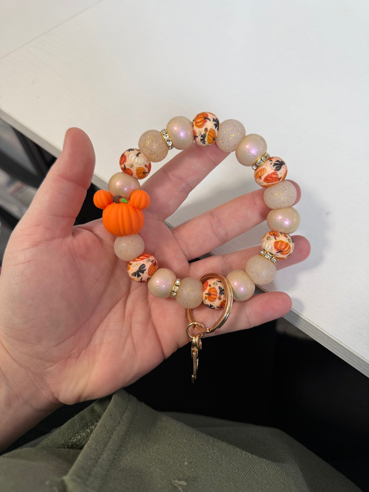 RTS orange mickey pumpkin wristlet