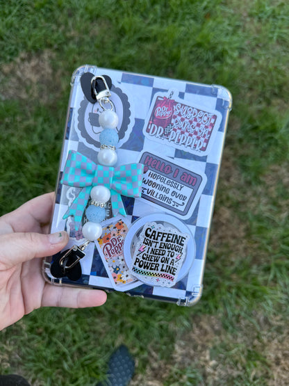 blue & pink checker jumbo bow