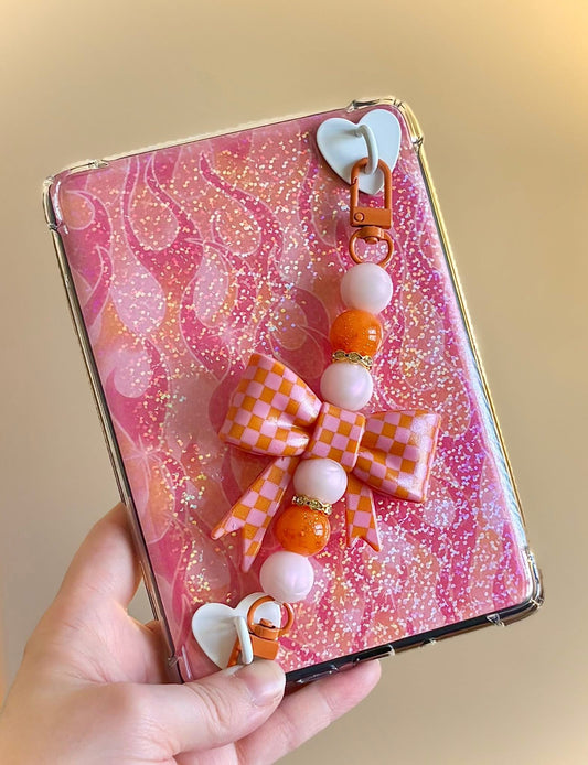 pink & orange checker jumbo bow