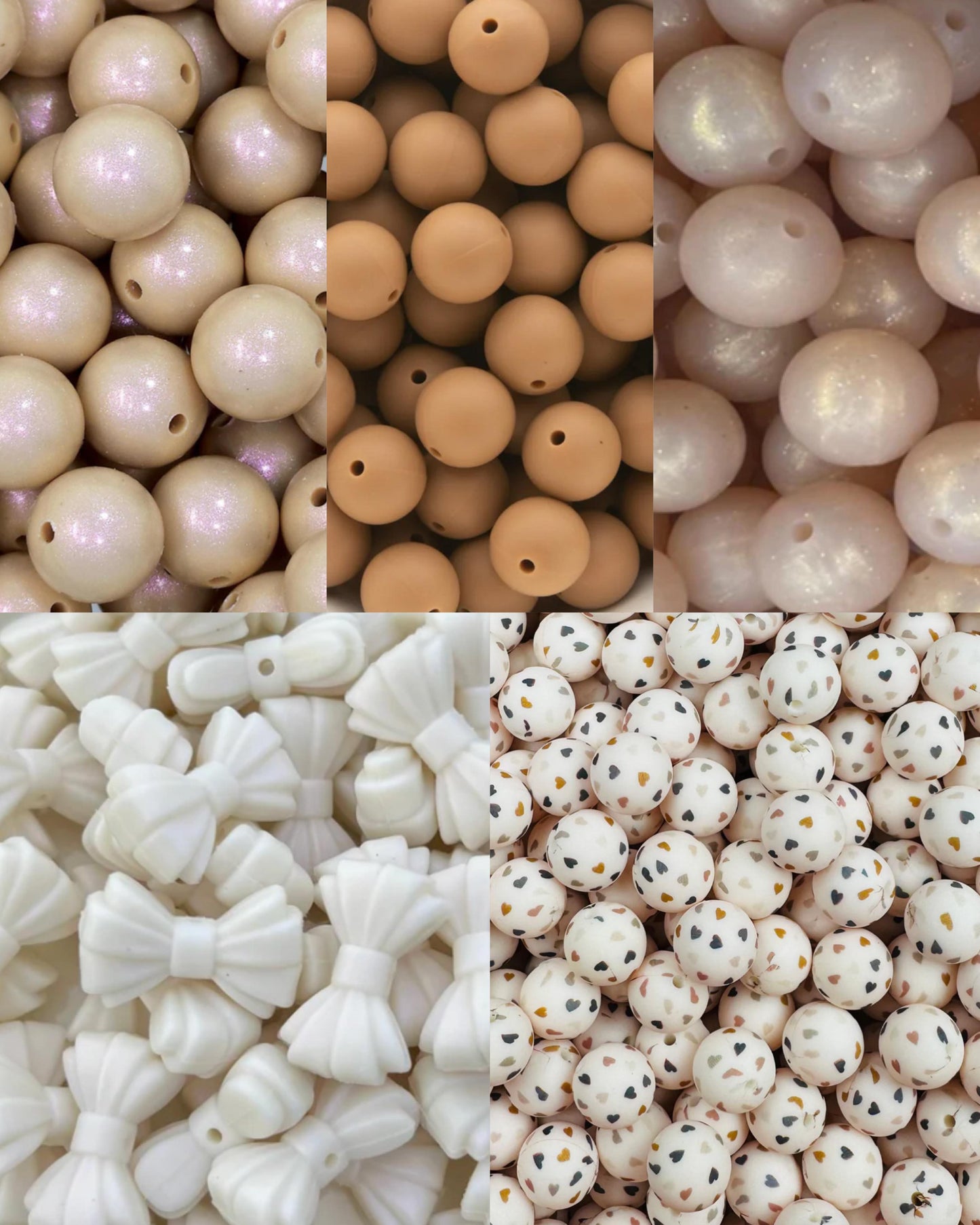 boho hearts print bead (with or w/o bow option)