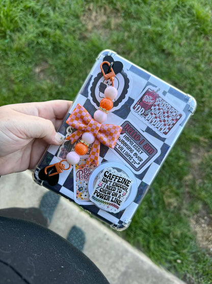 pink & orange checker jumbo bow