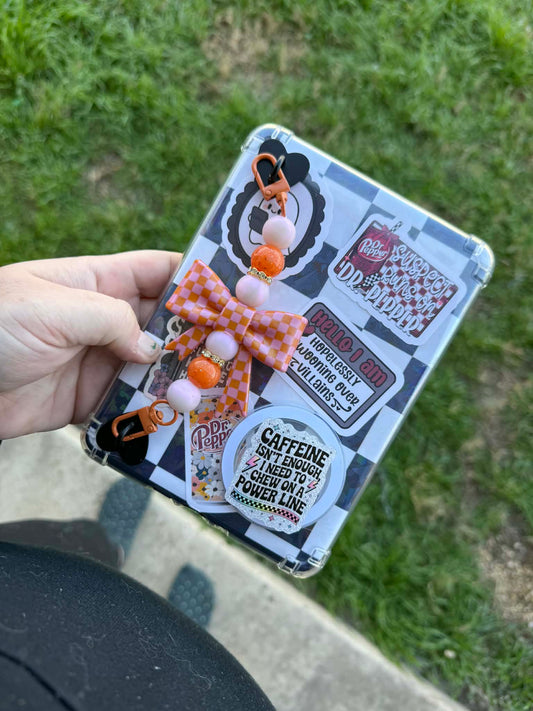 pink & orange checker jumbo bow